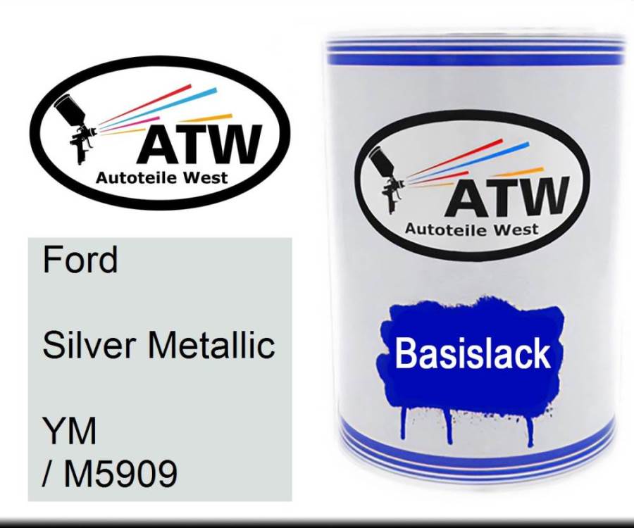Ford, Silver Metallic, YM / M5909: 500ml Lackdose, von ATW Autoteile West.